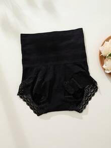 2pcs Women's High Waist Butt Lifting Tummy Control Sexy Lace Trim Shaping Triangle Panties - Multicolor - View 3