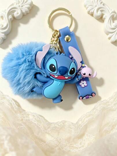 1pc Fashionable Cartoon Cute Disney Stitch Plush Keychain, Cute Cartoon Couple Pendant, Car Key Chain, Bag Decoration, Suitable For Casual Outings, Parties, Travel, Decoration, Wallet, Student Backpack, Graduation Gift, Holiday, Birthday, Anniversary, Family, Teacher, Colleague, And Gift For Mother, Father, Graduate And Teacher