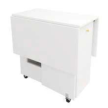 Elegant Dining Table In A Modern Style / Dining Table With Open Storage / Mobile Kitchen Worktop / With 2 Drawers / With Locking Casters / Tabletop Load Capacity Up To 60 Kg / Suitable For Kitchen, Living Room And Dining Room, White - White + MDF - View 9