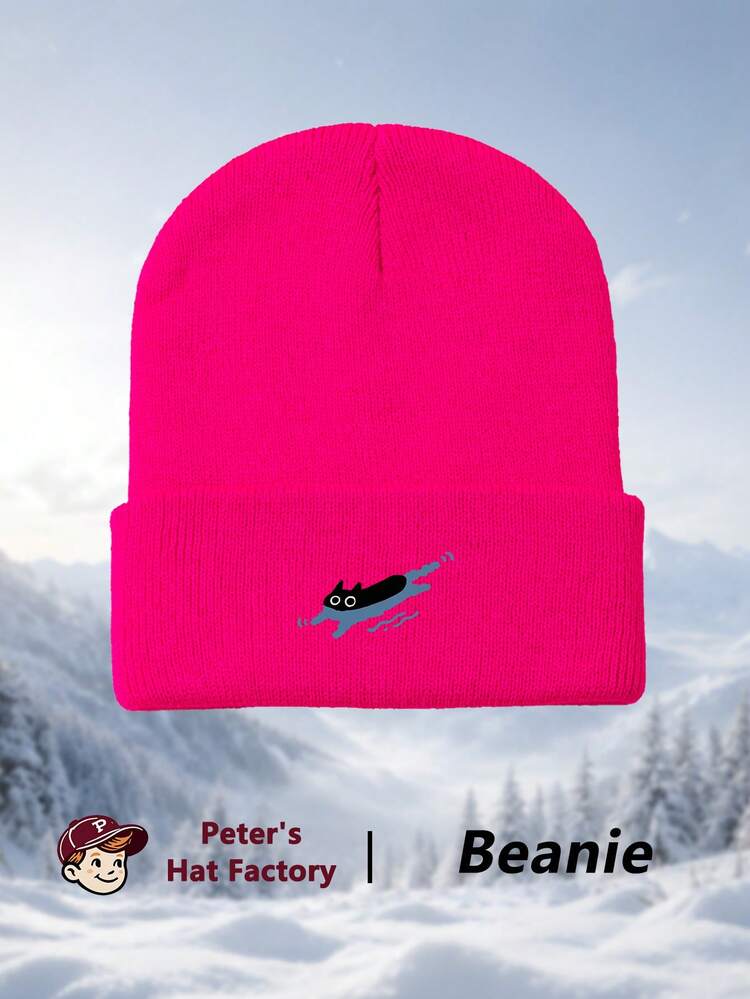 1pc Swimming Cat Print Knit Hat, Fashion Unisex Y2K Beanie, Windproof Warm Outdoor Hat, Ski Hat For Autumn/Winter - A - View 7