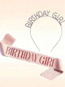 1pc Girls Happy Birthday Star 3D Headband & Sash Set, Suitable For Birthday Party - Multicolor - View 1