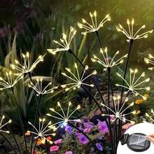 Outdoor Solar Starburst Fireworks Stake Lights, 3 Options: 6 Heads 60LED, 8 Heads 80LED, 10 Heads 100LED, Warm Light Atmosphere, Starburst Radial Light Heads Mimicking Fireworks Bloom, Flexible Copper Wire For Custom Shaping, Light Radiates Outward With Dynamic Starlight - Solar Powered Starburst Fireworks Light - View 8