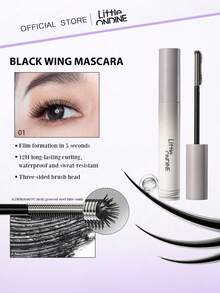 Little Ondine BLACK WING MASCARA 01 BLACK 5g/0.18oz，豐盈捲翹，持久定型，防暈染與防水，快速乾透，輕盈配方，精準刷頭，適合日常使用，禮品 - 01 BLACK - 查看 2