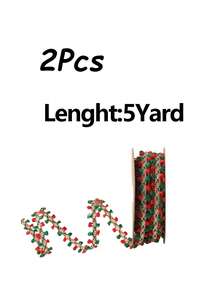 5 Yard Red & Green Lace Trim Christmas Decorative Ribbon, Gift Wrapping Ribbon, Suitable For Christmas Tree Decoration, Wreaths, Garlands, Handmade Crafts - Multicolor - View 11