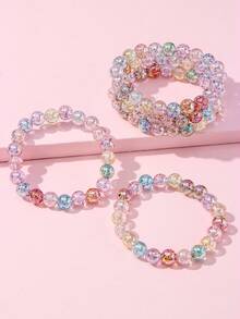 5Pcs Kids Colorful Beaded Bracelets, Random Color, Girls Party Jewelry Birthday Gift - Multicolor - View 8