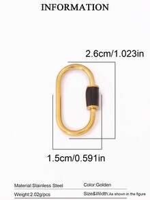 1pc Stainless Steel Oval Threaded Clasp Hook Spiral Buckle, DIY Jewelry Necklace Bracelet Making Accessories - DIY Buttons - View 23