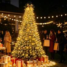 1PC 400/220 LED Christmas Waterfall Tree Lights (USB-Powered) – 8 Lighting Modes; Available In Bright White, Multicolor, Or Warm White; Suitable For Indoor/Outdoor Use (Gardens, Parties, Weddings, Holiday Decor, Event Planning, Christmas, Halloween). - Waterfall Light - View 10