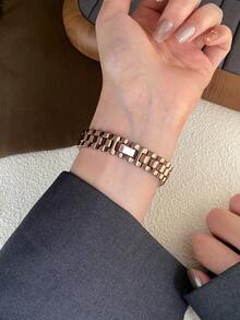 優雅橢圓形復古女款石英手錶，咖啡棕色錶盤搭配水鑽時標，適合派對場合 - 咖啡棕 - 查看 6