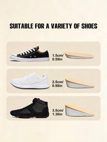 1 Pasang Sol Dalam Penambah Tinggi Tumit Peredam Guncangan Berbahan Beludru, Sol Dalam Penambah Tinggi yang Bernapas dan Tak Terlihat, Cocok untuk Sepatu Bot dan Sepatu Bertumit Sedang hingga Rendah - Krem - View 2