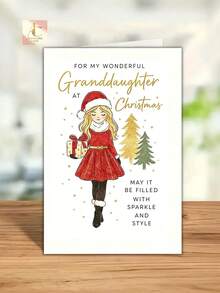 1pc Christmas Greeting Card For Granddaughter With Festive Design Perfect For Family Holiday Celebrations And Heartfelt Seasonal Wishes From Grandparents - One Size Fits All - View 3