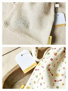 Cream Canvas Floral Dot Drawstring Makeup Bag Portable Handheld Travel Cosmetic Storage Pouch Gift L'Occitane Drawstring Bag - White + Yellow + Red - View 5