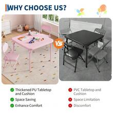 GOCAPTAIN Boys Girls Folding Table And Chairs Set, Activity Table And Chairs Set For Dining Room,Daycare,Classrooms - Pink/1+2set - View 7