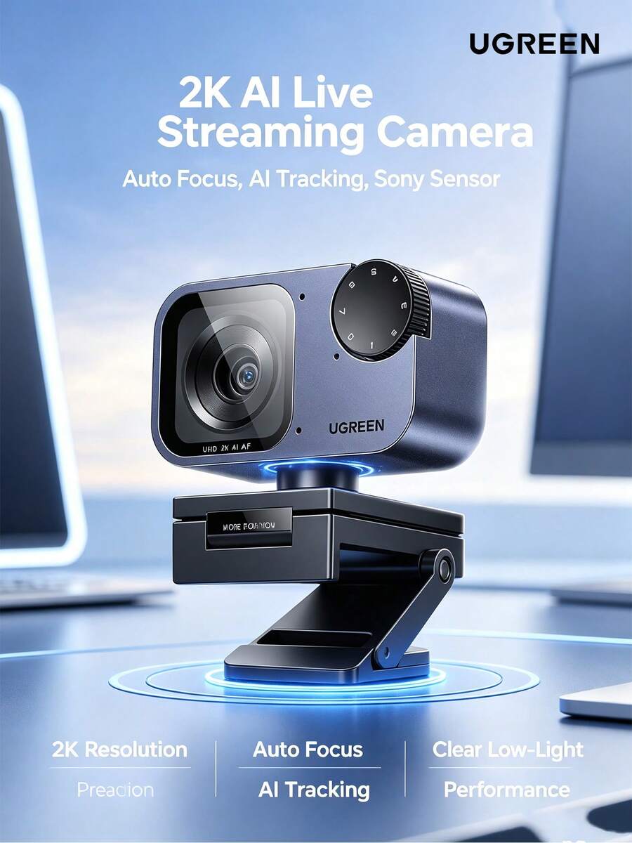 UGREEN CM929AI Live Streaming Camera, 2K Ultra HD, AI Auto-Tracking, For Live Commerce, Video Conferencing, And Online Classes, USB Computer Camera - View 1