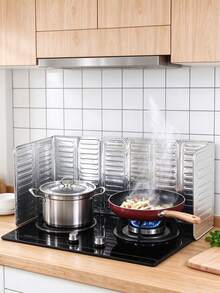1/2/3/4 buah Pelindung Percikan Minyak Dapur, Layar Anti Lengket Aluminium, Pelindung Isolasi Panas Kompor, Alat Dapur untuk Memasak, Menggoreng, dan Memanggang, Perlengkapan Rumah & Perjalanan - View 3