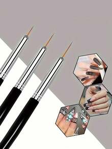 Professional Nail Art Brush Set, Black Ergonomic Handle Nail Painting Brushes, Multi‑Purpose Manicure Tools For Liner, French Tip, Gradient, Flower, 3D Nail DIY Decoration - Multicolor - View 5