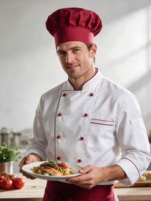 1pc Unisex Adjustable Elastic Chef Hat, Work Cap, Suitable For Hotel Kitchen, Restaurant Chef, Baker And More. - A - View 9