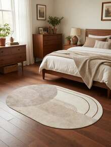 1pc Elegant Easy Line Oval Rug - Ultra-Soft Decor Carpet For Living Room, Bedroom And Bedside - Non-Slip, Thickened, Machine Washable, Floor Mat To - Multicolor - View 6