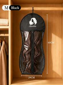 1pcMinimalist Style Non-Woven Fabric Wig Storage Bag, With Clear Transparent Window And Zipper Closure, Hanging Design For Wig Protection And Organization, Wig Dust Cover Pouch, Ideal For Bedroom Closet, Salon Use In All Seasons - Multicolor - View 16