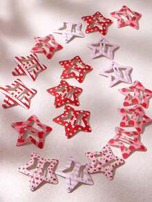 10/30/50pcs Pink Polka Dot Striped Star Small Hair Clips For Women, Forehead Fringe BB Clips, Y2K Birthday Party Gathering Hair Accessories - Multicolor - View 4