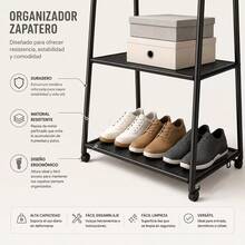 Percha de ropa triangular con ruedas, fácil de usar, estante de pie, perchero, almacenamiento para el hogar, perchero para dormitorio - Negro - Ver 4