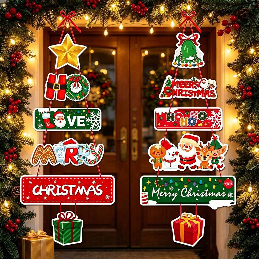 1pc/Pack New Christmas Party Decoration Hanging Christmas Tree Ornament Scene Decor Door Hanging Home Gathering Supplies - View 1