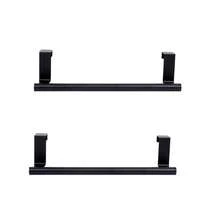 1pc Cabinet Door Back Towel Rack, 24cm/9.4in Stainless Steel Single Bar Towel Rack, No-Drill Cabinet Door Back Hanging Rack For Dishcloth, Towel Bar, Suitable For Kitchen, Bathroom, Matte Black - Black - View 10