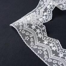 1/3 Yards Vintage Floral Embroidered Lace Trim, Scalloped Edge Lace Ribbon With Star, Heart & Flower Patterns, Decorative Mesh Lace For DIY Sewing, Clothing, Dresses, Skirts, Cuffs, Collars, Wedding Decor, Craft Projects & Home Decoration - Multicolor - View 9