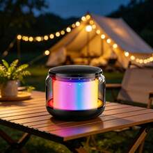 Bocina portátil Bluetooth con luz RGB - Negro - Ver 2