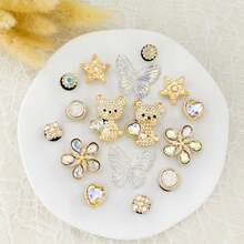 16pcs Gold Bear & Butterfly DIY Shoe Decor, Casual ABS Plastic (ABS Resin) Animal Home Decor For All Seasons - Gold - View 6