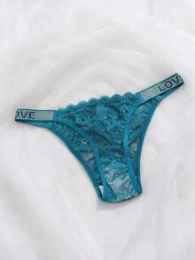 Mystèrelle 3-Pack Sexy Lace Semi-Sheer Comfortable Breathable Thongs - Solid Color, Floral Texture Design, Ideal Gift For Valentine's Day And Christmas - Multicolor - View 5