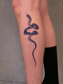 Herbal Juice Semi-Permanent Magic Tattoo Sticker, Vintage Personalized Wrapped Snake Design, Long-Lasting 14 Days, Non-Fading, Non-Reflective, Temporary Tattoo Sticker For Arm, Back, Leg, Body, 1pc/Pack - Blue - View 3