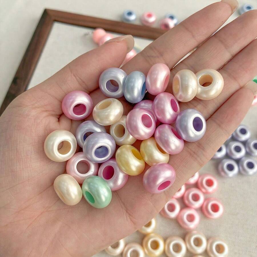 100 قطعة خرز لؤلؤي صناعي من مادة ABS بقطر 14 مم، خرز أبكوس ملون بفتحة كبيرة، إكسسوارات خرز يدوية DIY، مناسبة لسلسلة الهاتف، قلادة المفاتيح، صنع الأساور والمجوهرات - متعدد الألوان - مشاهدة 1