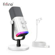 XLR/USB Gaming Streaming Recording Microphone For PC, RGB Lighting, With Gain Knob, Mute Button, Monitoring Jack, Suitable For Video Creation - FIFINE AM8W (Global Version) - View 2