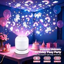 Creative LED Dynamic Projector Night Light, Unicorn Projection Lamp, 360° Rotating Dynamic Projection Table Lamp, USB Powered Ambient Light, Bedroom, Game Room, Living Room. Camping RV Halloween Decoration Lighting - White - View 2