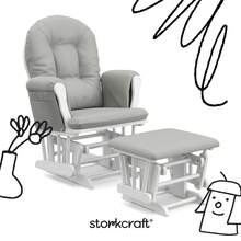 Storkcraft Premium Hoop Glider & Ottoman, Natural/Beige - White/Light Gray - View 6