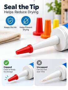 2/1pc Reusable Sealing Glue Cap, Sealing Glue Saver Cap, Plastic Caulk Tube Sealing Cap, Multi-Color Leak-Proof Sealing Cap For Caulk Tube Pipe Repair, DIY Home Tool - Multicolor - View 4