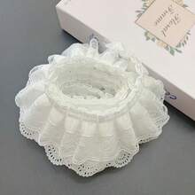 White Hollow Eye Floral Wave Edge Ruffle Lace Trim Double Layer Pleated Ruffle Mesh Lace Ribbon, Multiple Lengths Available, Soft And Breathable, Suitable For Handmade Sewing Craft Fabric Decoration - Multiple Styles - View 2