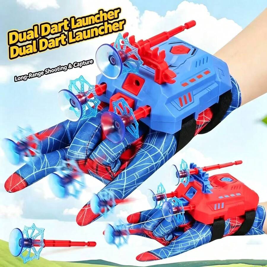Spider Launcher Game, Fires 2 Bullets, Soft Ball With Spider Web Spring, Spider Glove, Hero Toy, Kids Wear On Arm, Interactive Game, Holiday Gift For Boys - Multicolor - View 1