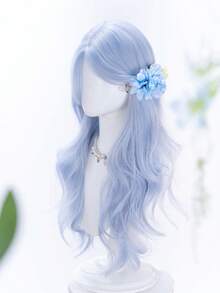 alicegarden 28 Inch Long Synthetic Wig, Natural Wavy Hair, Stunning Blue, Middle Part Design, Suitable For Women's Daily, Party, Cosplay Use, Natural And Durable, Wig Gift (Accessories Not Included) - Blue - View 4
