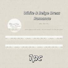 Pita Washi Renda Bergelombang, Motif Polkadot & Papan Ketik Piano, Pita Perekat Dekoratif Bergaya Vintage untuk Jurnal, Scrapbooking & Hiasan Album - A - View 9