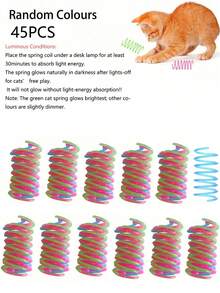 3/7/11/20/31pcs Glowing Spring Indoor Cat Toy Set, Spiral Design, Jelly Color Interactive Kitten Toys, Suitable For Chasing, Playing And Exercising, Providing Nighttime Interactive Entertainment For Cats - Multicolor - View 20
