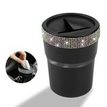 1pc Shiny Rhinestone Coin Storage Box, Creative Fashion Design, Mini Storage Container, Suitable For Car Cup Holder, Portable Car Coin Storage Bucket, Gift - Multicolor - View 10