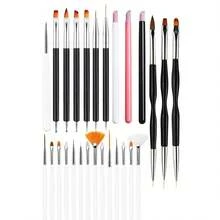 31pcs Professional Nail Brush Set - 3D Gel Pen, Acrylic Brush, Salon Grade Nail Tools, Suitable For Home And Salon Use - Pink - View 10