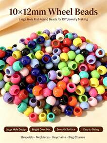 100pcs 10x12mm Acrylic Smooth Large Hole Beads, Random Mixed Color Beads For Jewelry Making, DIY Bracelets, Necklaces, Bag Charms, Handmade Crafts, Meet Your Design Needs - Multicolor - View 11