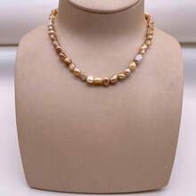 5-6mm 金黃色水滴米粒形小巴洛克淡水珍珠 DIY 配件 1 串 長度 34cm/13.39inch，孔徑 0.8mm - 金黃色 - 查看 3