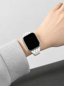 Tali Jam Tangan Silikon Polkadot Hitam Putih untuk Apple Watch, Tali Jam Tangan Olahraga yang Bernapas dan Tahan Keringat, Tali Pengganti Minimalis dan Serbaguna - MultiWarna - View 2