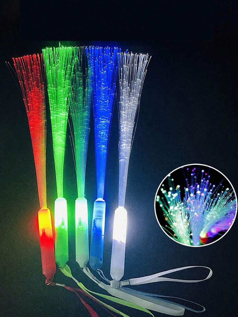 Creative Novelty Glowing Fiber Optic Wand, LED Flashing Fairy Stick, Suitable For Concerts, Festivals, Parties, Atmosphere Cheering Props, Multi-Color Ambient Light Stick - Fiber Optic Rod - View 1