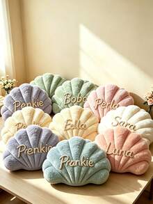 Handmade Customized Name Shell Pillow, Suitable For Sofa Or Bedside, English Letter Couple Gift, Available For Bulk Orders, Soft Bedside Decorative Cushion, Wedding Gift, Multiple Colors Available - Multicolor - View 9