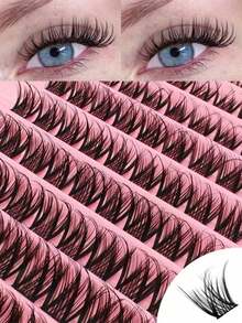 120 Pcs C Curl Cluster Eyelashes, Length 8-16mm, Segmented Individual Eyelashes, DIY Specific, Individual Eyelash Extension, Eyelash Clusters, Individual False Eyelashes, False Eyelashes - D - View 1