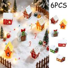 6pcs/Set,Micro Landscape Christmas House Model Decor,Mini Snow House Resin Accessories,Suitable For Desktop Potted Plants, Bottles,Home Decor,Party Decor,As Small Gifts (Random Style) - A - View 7